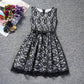 Girl Sleeveless Lace Dress Summer Tutu Skirt Hollow Out Casual Party Gowns Waistband Mini Dresses