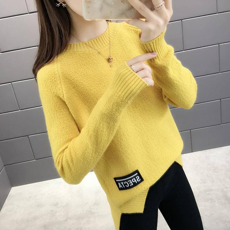 Women Short Warm Round Neck Pullover Sweater Green Thicken Knitted Bottoming Shirt Coat