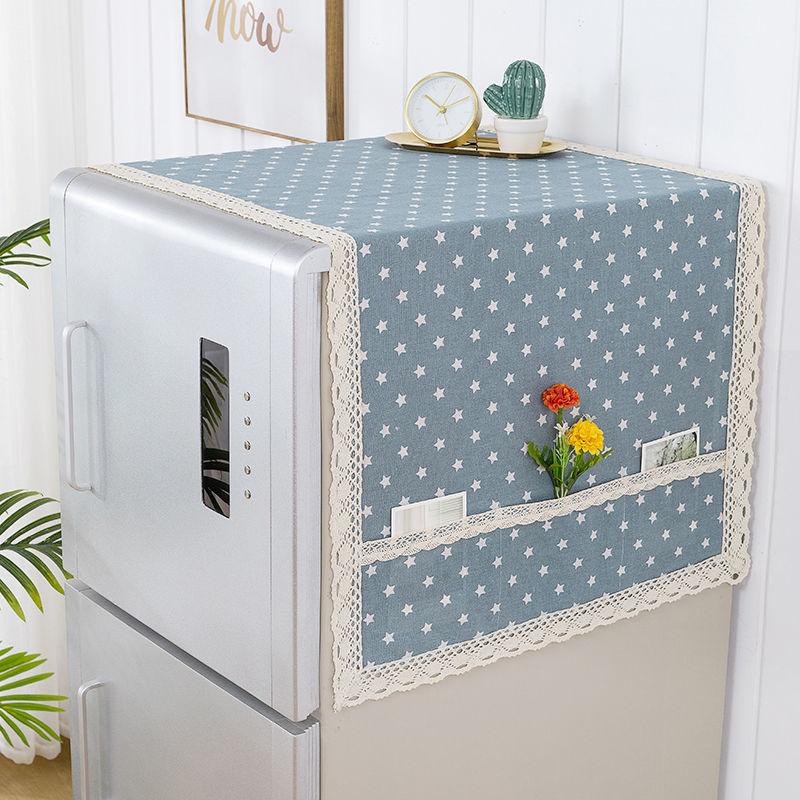 Cotton Linen Single Door Refrigerator Cover Towel Double Door Refrigerator Towel Dust Cover Side Door Washing Machine Cover Towel