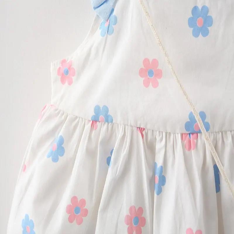 Baby Baby Summer Dress Girl Suspender Cute Flower Princess Skirt Print Suspender Skirt Square Collar Sleeveless A-line Skirt