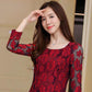 Women's Spring and Autumn Plus Size Long Sleeve Bottoming Shirt Lace Round Neck Slim Top