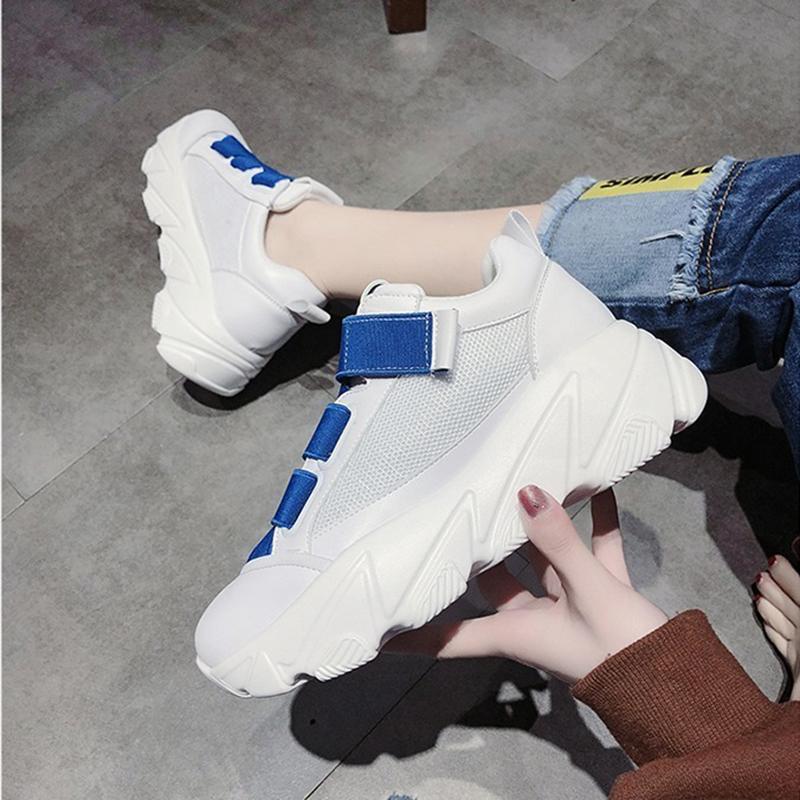 Trifle Small White Shoes Women Spring  Summer Candy Color Velcro Mesh Breathable Sneakers Thick-soled Running Shoes