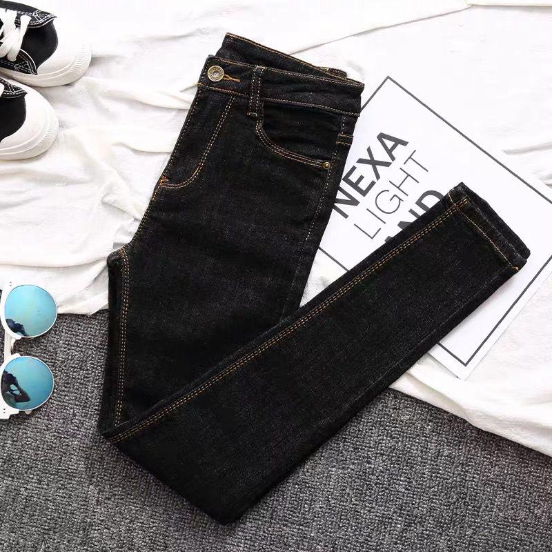 WTEMPO [Containing Cotton 80.6] Tight Feet Black Student Female Spring Cropped Pants High Waist Pants