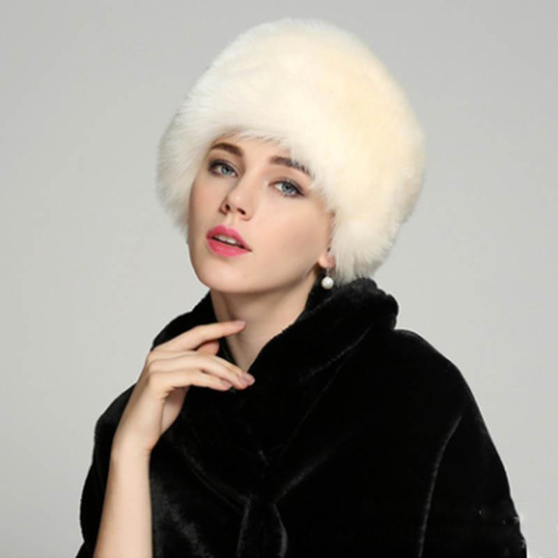 Faux Fur Imitation Fox Fur Dome Hat Fur Russian Hat Ladies Warm Winter Hat