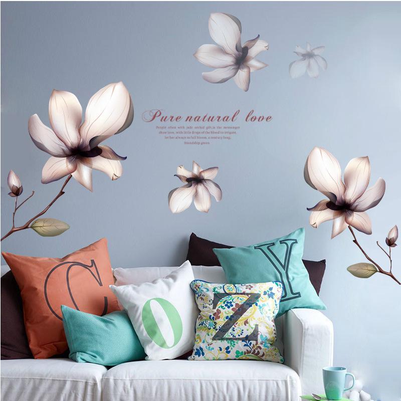 New purple dream flower magnolia flower bedroom sofa pvc transparent film
