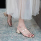 Sandals and Slippers Women's Summer Wear Fashionable Thick-heel Mid-heel Flip-flops Transparent Sandals