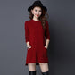 Women's Mid-length Pullover Sweater Loose Simple Irregular Hem Bottoming Sweater  Knitted Sweater Dress  with Pockets