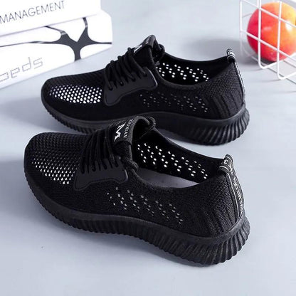 Women's Sports Shoes Summer Versatile Breathable Mesh Casual Shoes Autumn Soft Bottom Non Slip Solid Color Mother's Shoes
