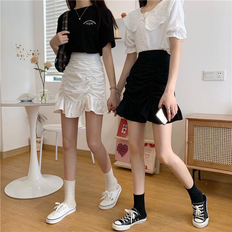 Women Sexy Tight A-line Pleated Skirt High Waist Mermaid Skirt Hip Skirt  Elastic Waist Club Casual Home Office