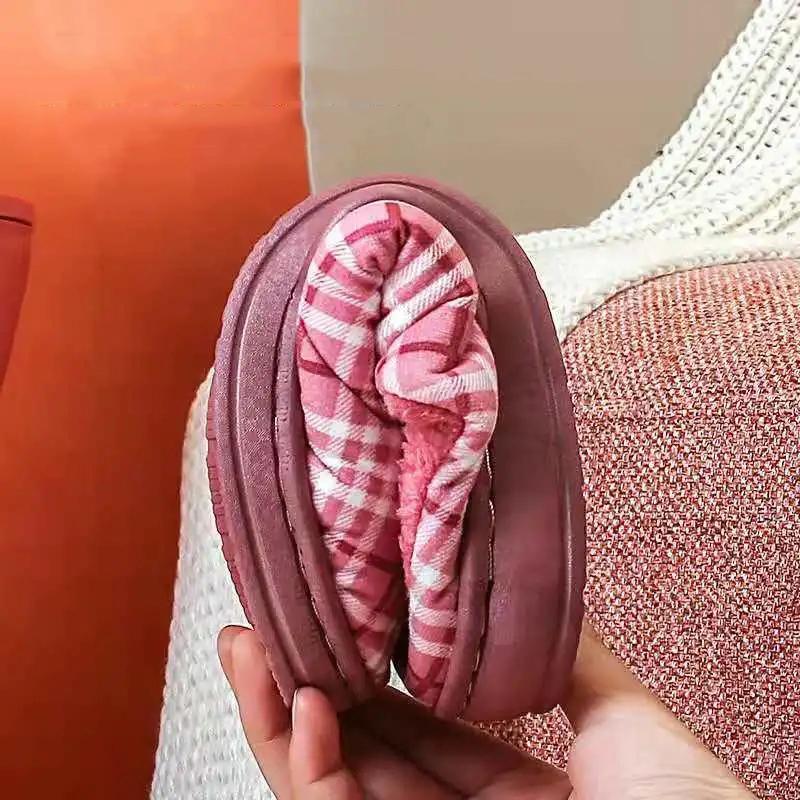 Winter Slippers Cotton Shoes for Women Plus Size Mens Slides Thick Warm Slipper