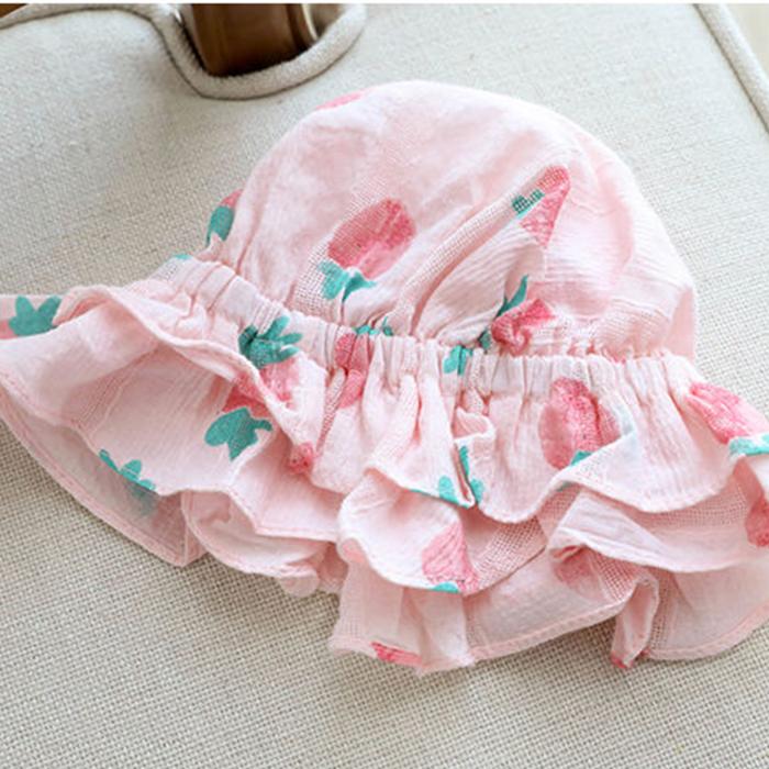 Newborn Infant Baby Girls Clothes Straps Strawberry Print Romper Sunsuit Hat Bodysuit Romper Baby Babykleding