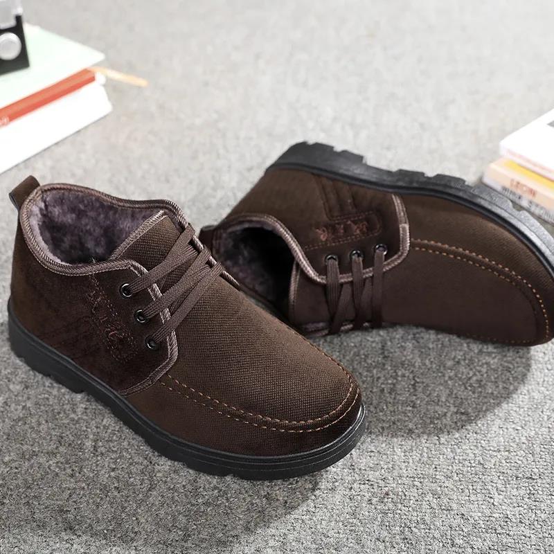 Winter Middle-aged Men's Cotton Shoes Plus Velvet Warm Anti-slip Shoes Elderly Men's Cotton Boots