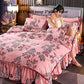 Warm Flannel Four-piece Thick Gold Mink Fleece Bed Skirt Quilt Cover Pillowcase Set Winter Double Bed Supplies
