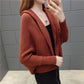 Autumn and Winter Short Knitted Cardigan Hooded College Style Loose Sweater All-match Fashionable Jacket