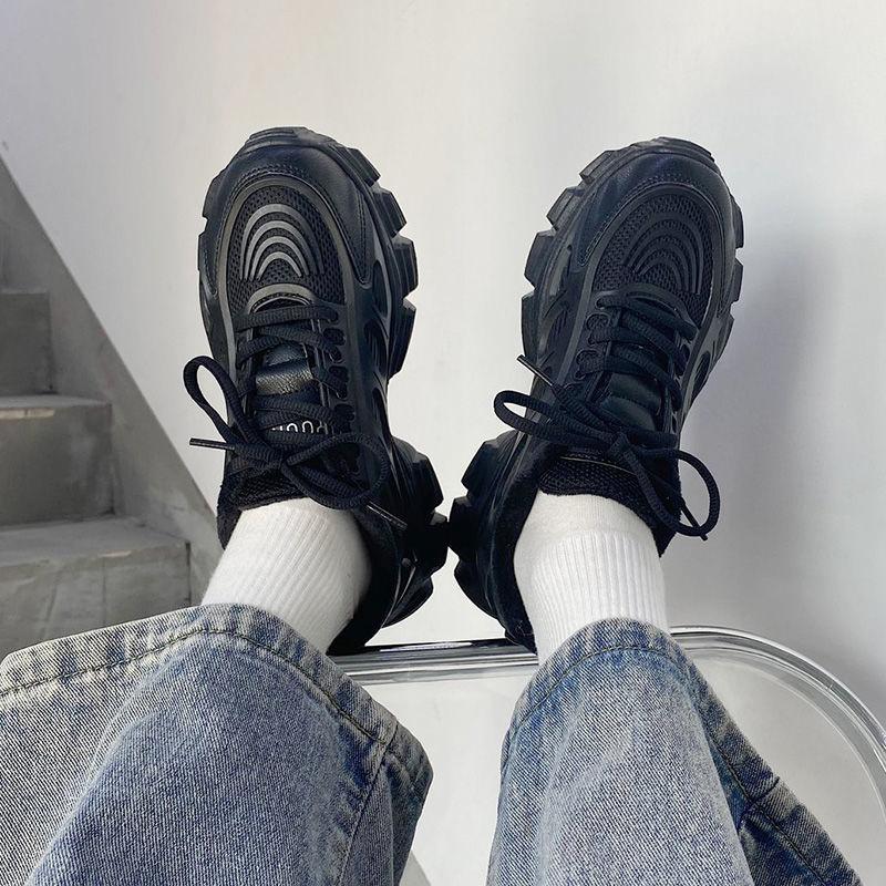 Daddy Shoes Women All-match Spring Sports Shoes Women Casual Comfortable Thick-soled Black Shoes Women