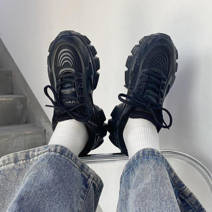 Daddy Shoes Women All-match Spring Sports Shoes Women Casual Comfortable Thick-soled Black Shoes Women