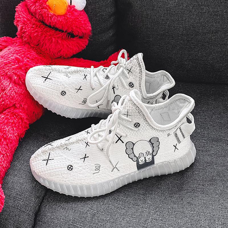 Korean Couple Breathable Running Shoes Summer Fly Woven Breathable Casual Sneakers Trend Canvas Coconut Shoes
