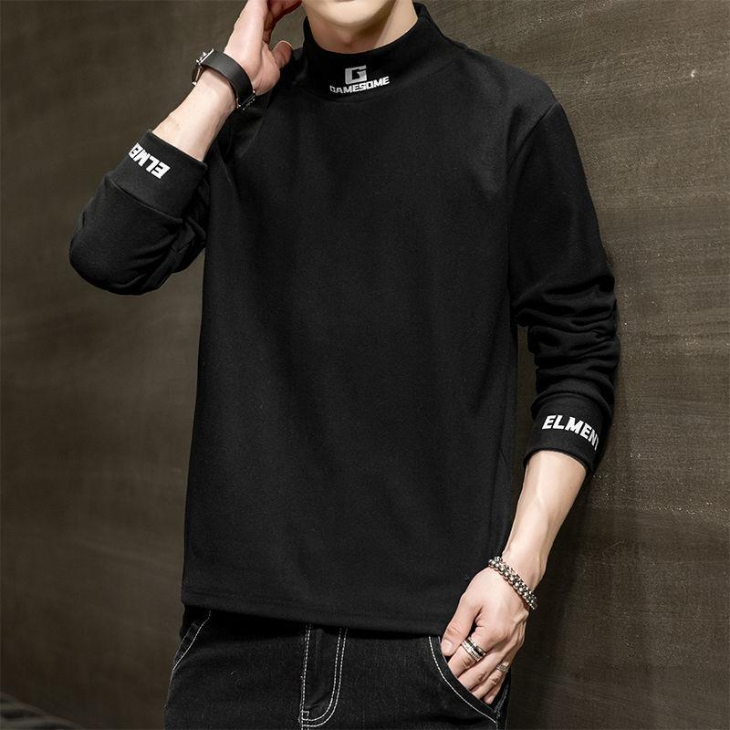 Winter Half-high Collar Men's Plus Velvet Loose Loose Bottoming Shirt To Keep Warm and Comfortable