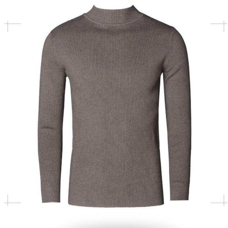 Men's Half Turtleneck Sweater Men's Thick Autumn and Winter Slim Sweater Korean Casual Pullover Mid-neck Knitted Bottoming Shirt