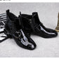 Winter Autumn Women Boots Square Heel Ankle Boots Paint Leather Boots Motorcycle Botas Lady Shoes