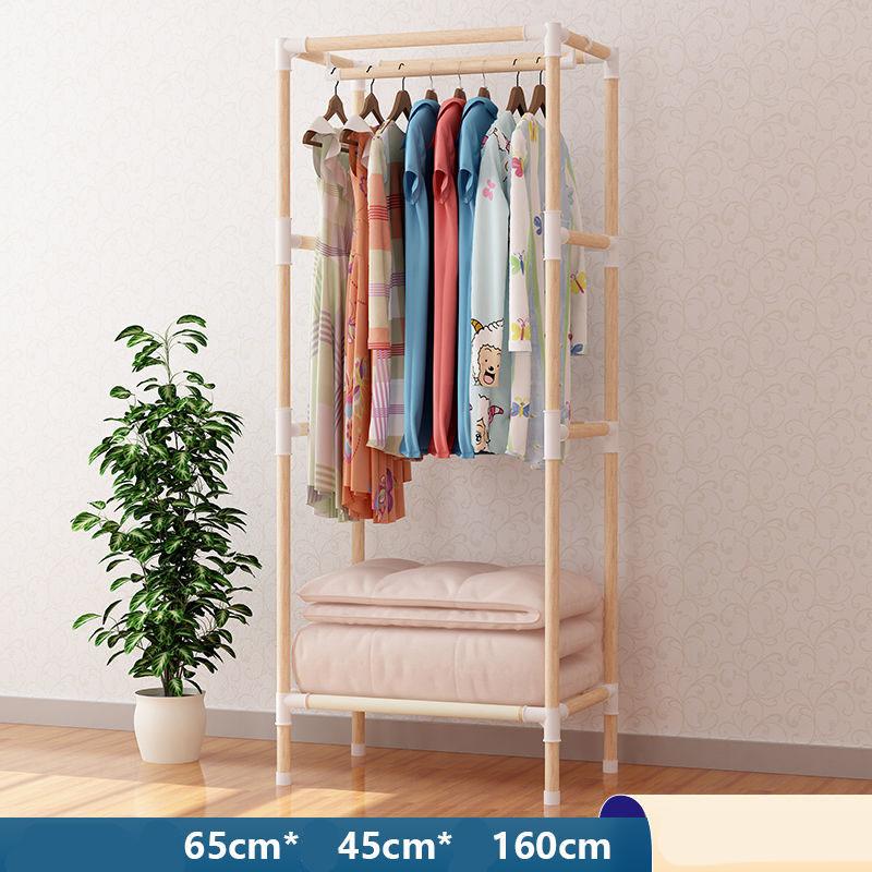 105/65cm Long Household Solid Wood Wardrobe Classic Style Bedroom Storage Cabinet Storage Rack Coat Hanger