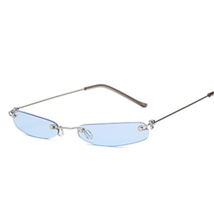 Rimless Sunglasses Women Men Vintage Narrow Rectangle Small Sun Glasses Retro Brand Designer Female