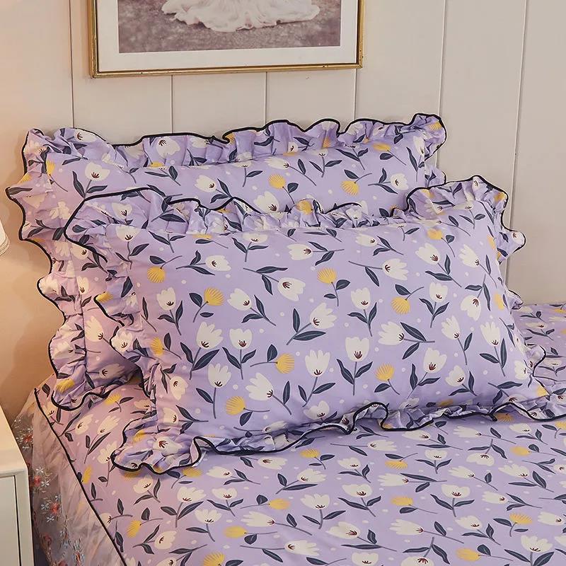 Princess Wind A Pair of Pillowcases Korean Version Cute Lace Pillow Core Cover Cotton Soft Bedding