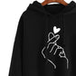 Hoodes Women's Sweatshirts Autumn Winter Women Printed Long Sleeve Solid Hoodie Finger Heart Hooded Pullover Tops Hoodies Coat