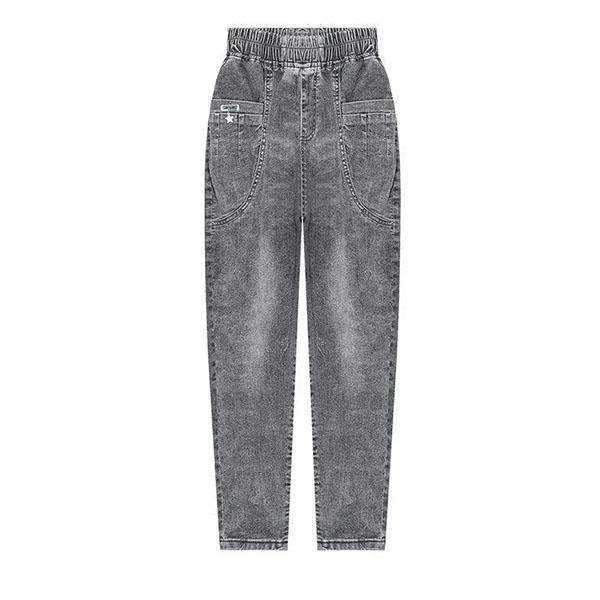 Women's Autumn Cropped Pants Loose Solid Color Long Jeans Spring High Waist Haren Pants Large Size Streetwear Pants