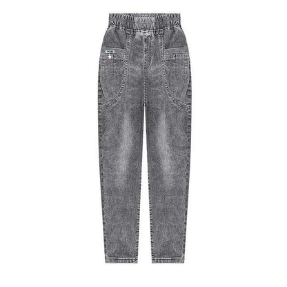 Women's Autumn Cropped Pants Loose Solid Color Long Jeans Spring High Waist Haren Pants Large Size Streetwear Pants