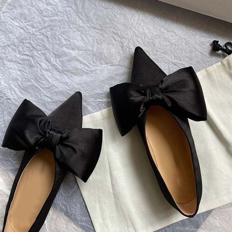 Bowknot Flat Shoes Women's Ballet Shoes Elegant Temperament Single Shoes Women