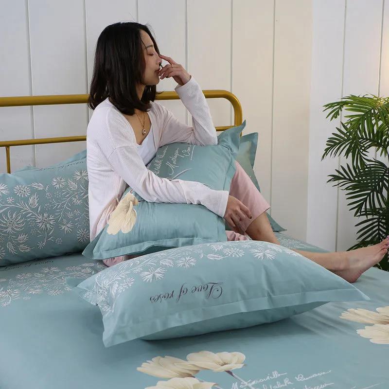 Pure Cotton Pillowcase Two Sets of Modern Minimalist Bedding Printing Pillow Dust Cover Single Double Pillowcase