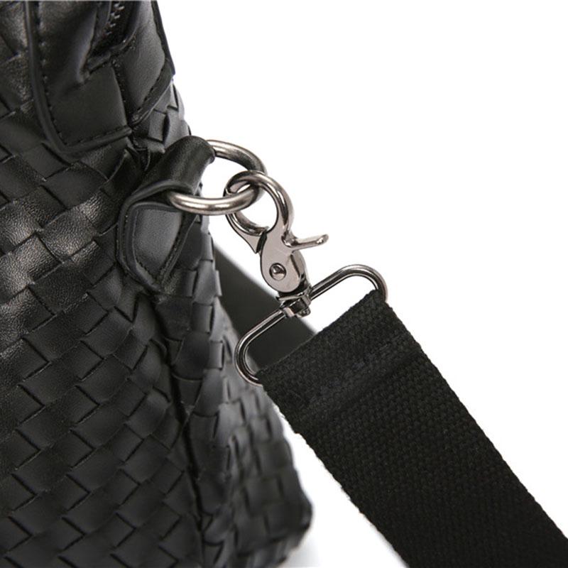 Business Briefcase Men Fashion Woven Leather Zipper Waterproof Handbag Travel Computer Bag