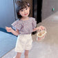 2PCS Children Clothing Set Summer Girls Girls' Floral Suit Thin Flying Sleeve T-shirt Shorts Korean Two Piece Set
