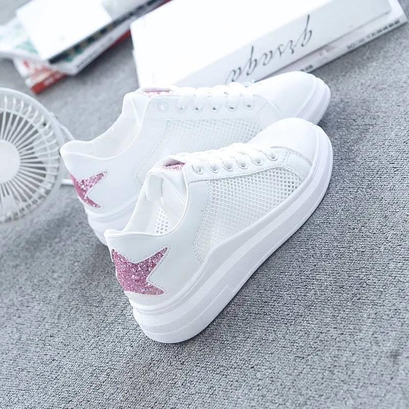 Summer Breathable White Shoes Female Hollow Sports Student Net Shoes Breathable Women