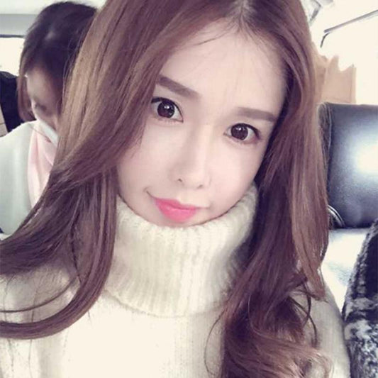 PofuLove Warm Sweater Turtleneck Sweater Women Thick Yellow Loose Mid-length Knitted Top