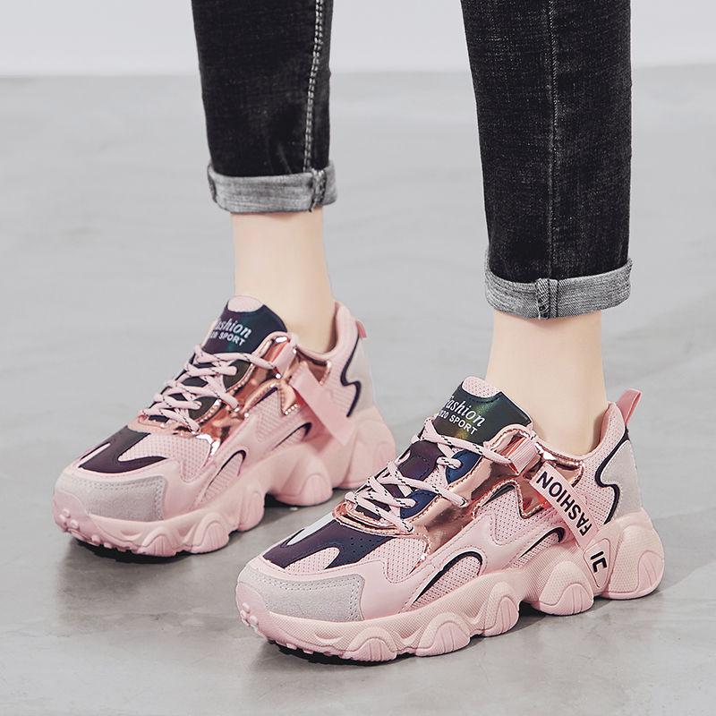 Spring Women's Shoes Sports Shoes Female Students Korean Version of The Ins Super Fire Daddy Shoes Running Casual Shoes