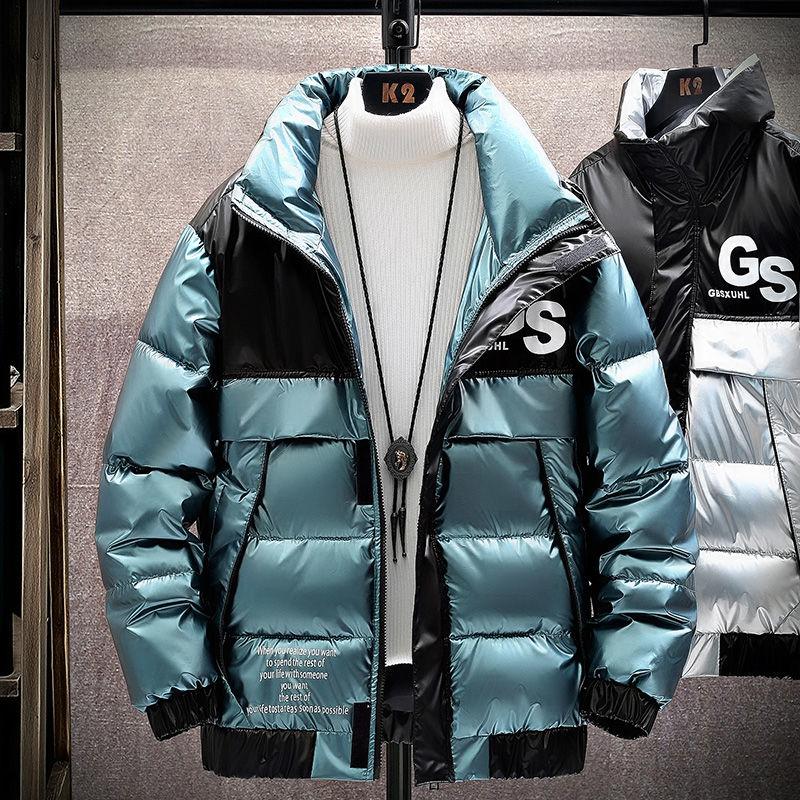 Fashion Men Coats with Hood Thick Cotton Letter Printed Parka Relax  Jacket Tops Male Casual Winter Clothing Outwear