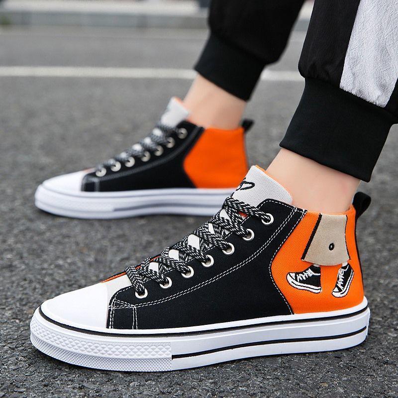 Shoes Men's High-top Casual All-match Male Student Sports Men's Shoes 2022 Spring Plus Velvet Cotton Shoes Canvas Shoes