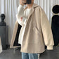 Mid-length Woolen Coat Plus Velvet Casual Men's Warm Long-sleeved Jacket Loose Polo Collar Temperament Handsome Top