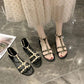 Rivet Flat Sandals Flat Slippers Summer Women's Casual Roman Flower Sandals Versatile and Comfortable Non-slip Open Toe