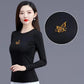 Women Slim T-Shirt Round neck Elastic Tops Long Sleeve Female Autumn Tops and Tees Short Casual Black T-shirts Pullover