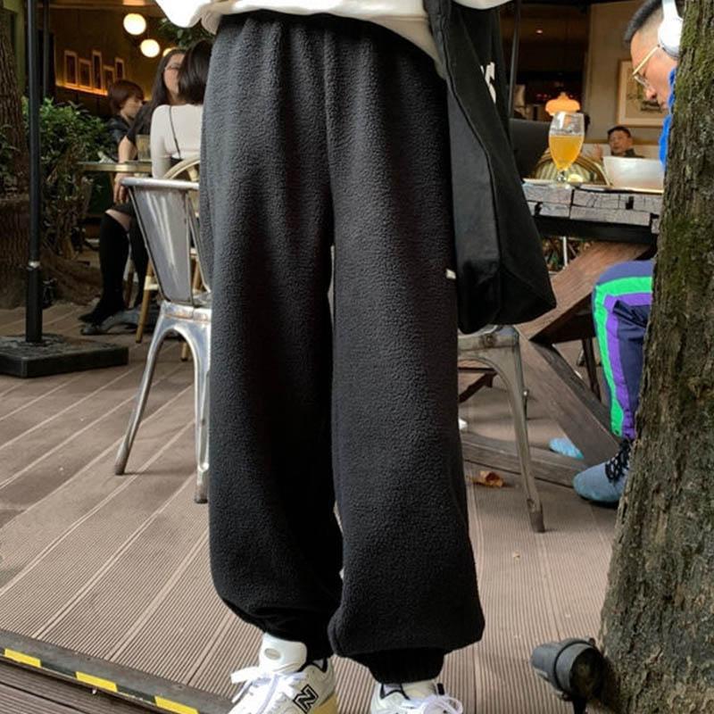 Lamb Velvet Homemade Warmth and Velvet Thickened Pants Women Winter Loose Straight Leggings Footwear Pants Slimming Casual Sports Pants
