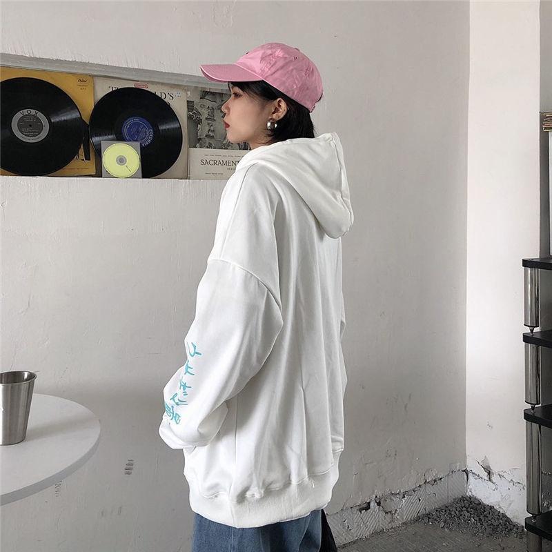 Japan Anime Sweatshirts Women White Hooded Tops Fashion Pullovers Hoodies Fall Winter Thick Fleece Harajuku Hoodies Ladies Casual Clothes Clothes