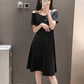 Sling Dress Women's V-neck Strapless Slim Slimming Waist Hepburn Style Black Dress Women's Strapless Elegant Black Dress