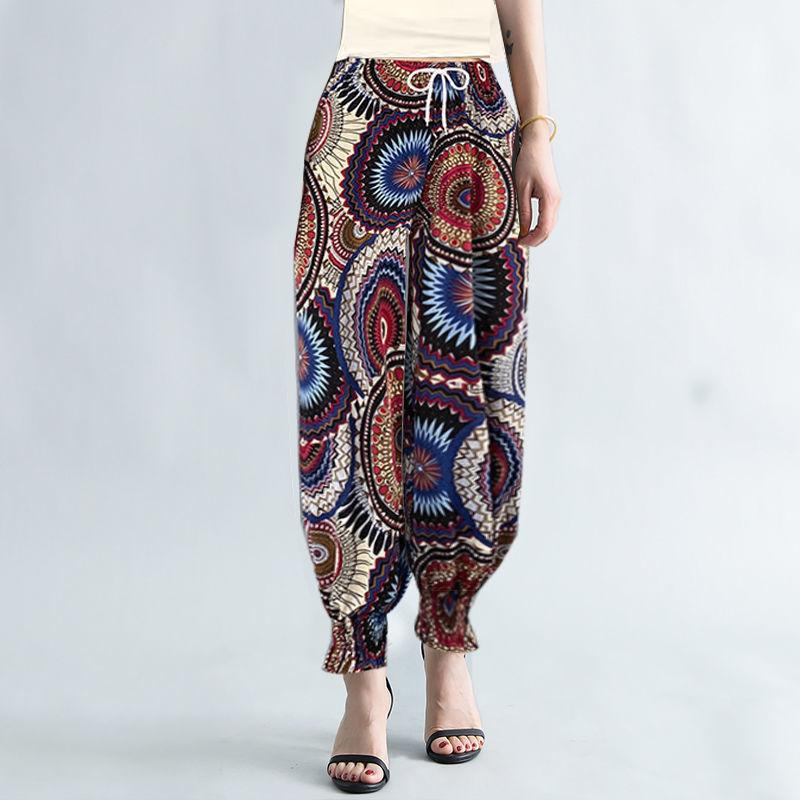 Summer Cropped Pants Thin Section High Waist Chiffon Wide Leg Pants Loose Large Size Ice Silk Mosquito Pants Bloomers