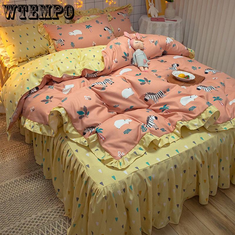 Bedding Sets Quilt Cover Cotton Four-piece Bedding Set Bed Skirt  Bed Linen Bed Cover Princess Style Duvet Cover Bedding Quilt Cover Bed Sheet