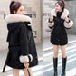 Ladies Winter Jacket Cashmere Thick Denim Hooded Coat with Big Fur Collar Parka